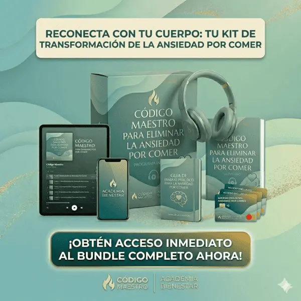Paquete premium de audiolibros de Código Maestro para acompañar el proceso de superar la ansiedad por comer.