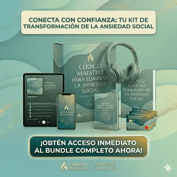 Paquete premium de audiolibros de Código Maestro orientados al desarrollo personal y a superar la ansiedad social.