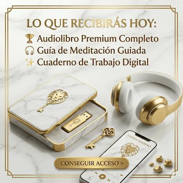 Paquete premium de audiolibros de Código Maestro para transformar el diálogo interno y potenciar el desarrollo personal.