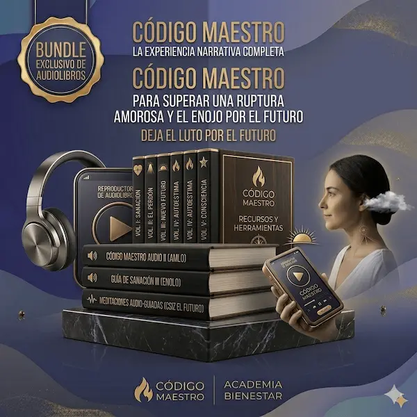 Paquete premium de audiolibros de Código Maestro para el desarrollo personal y la superación del luto por el futuro.