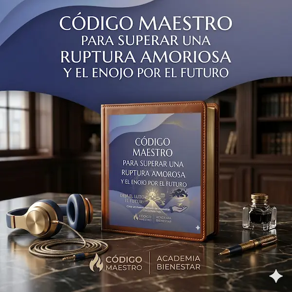 Portada del audiolibro de Código Maestro diseñado para superar el luto por el futuro después de una ruptura de pareja.